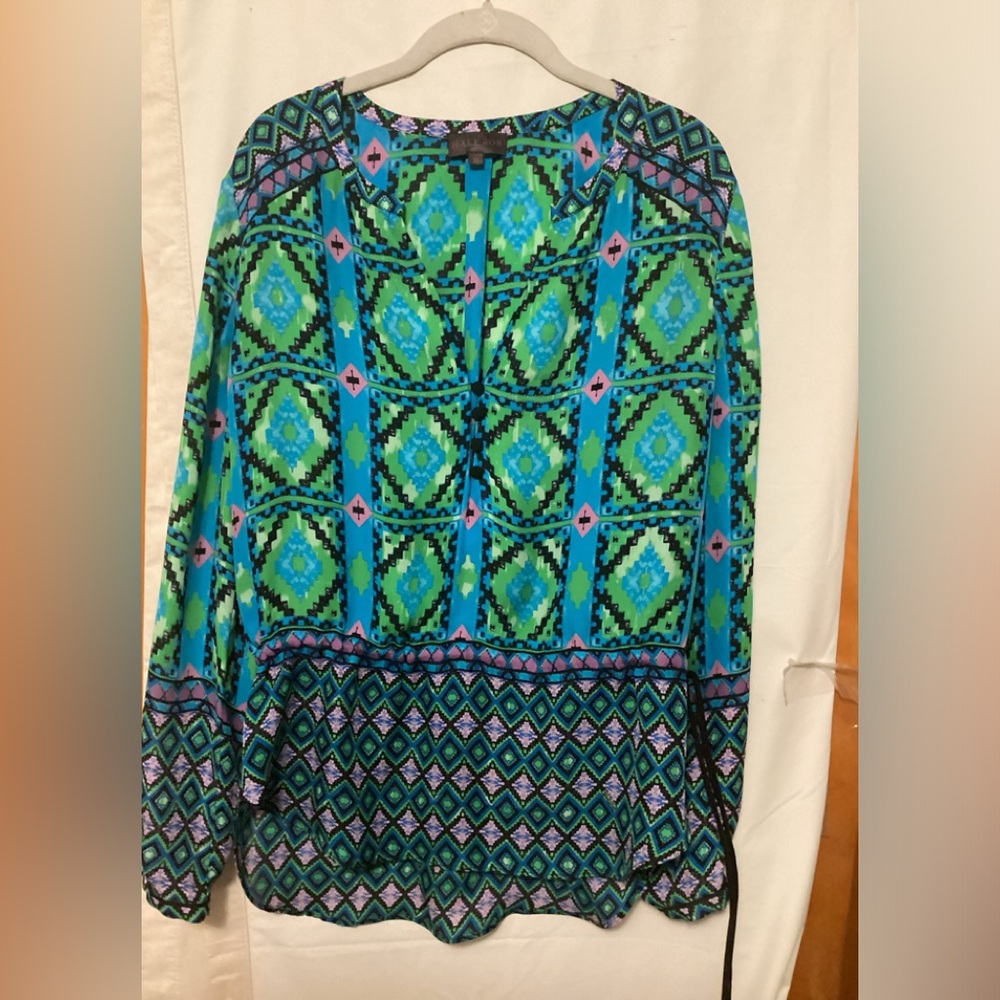Hale Bob Multicolored Silk Printed Blouse Sz M - image 1